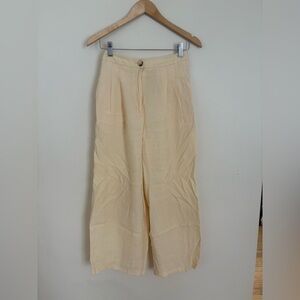 Topshop Cream Wide Leg Cropped Pants